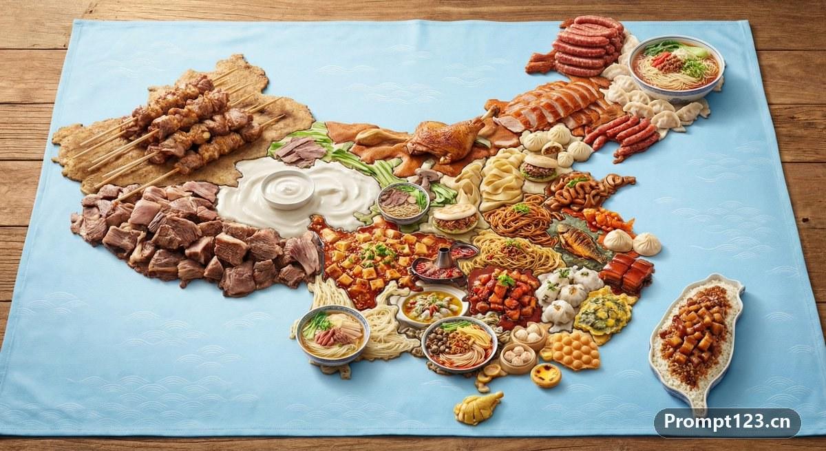 制作一张由省市美食组成的中国地图