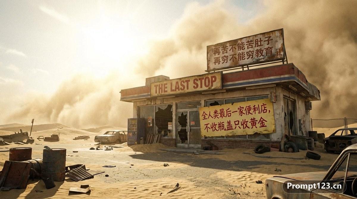 广角镜头拍摄荒凉的废土世界