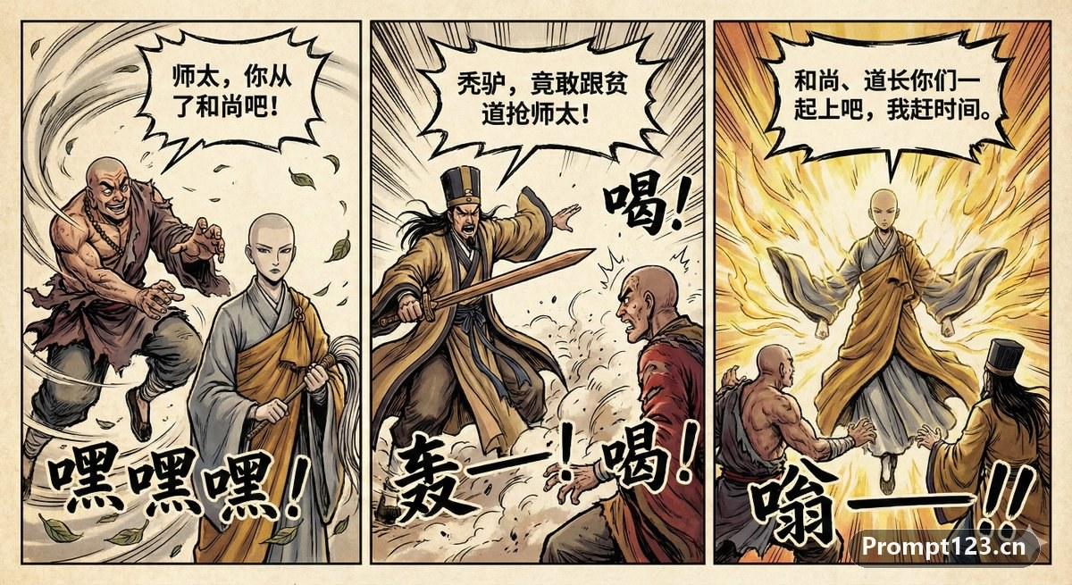 和尚道长师太三格漫画