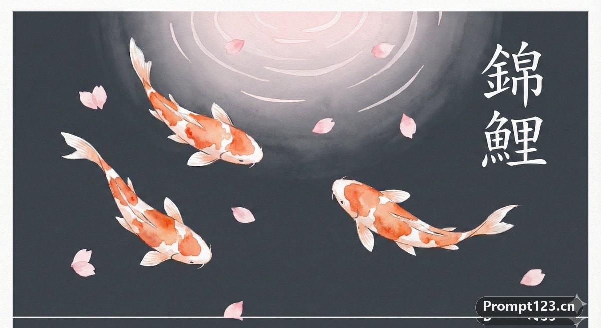 橙白锦鲤插画