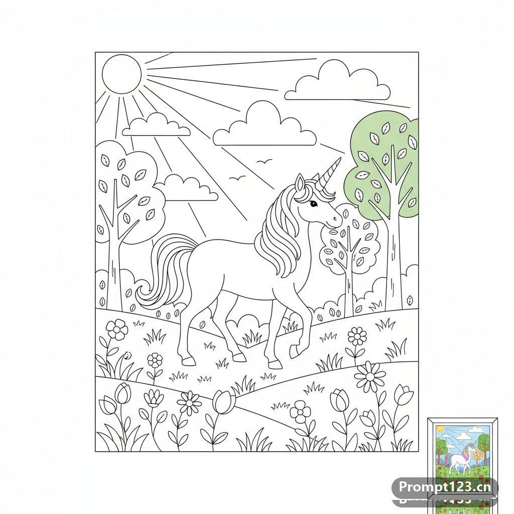 儿童涂色页插画