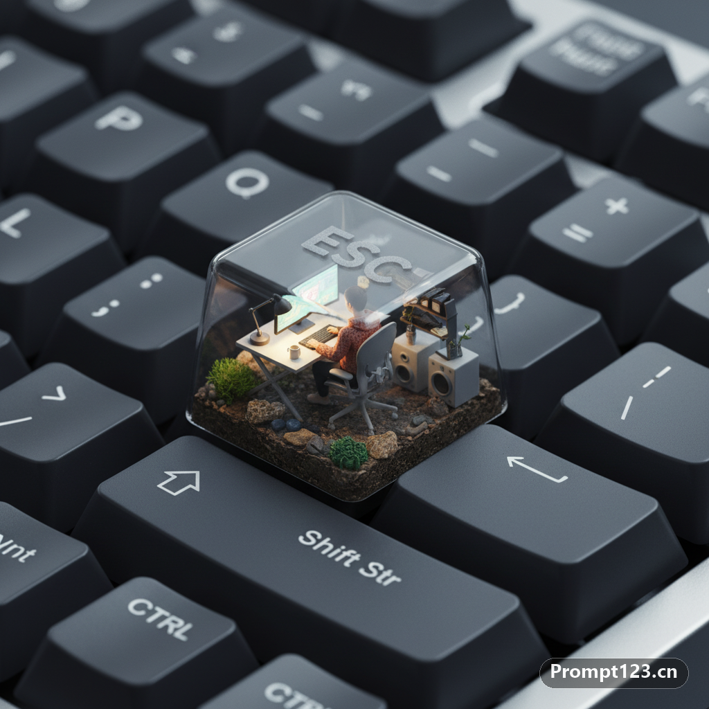 键盘ESC键帽微型立体模型
